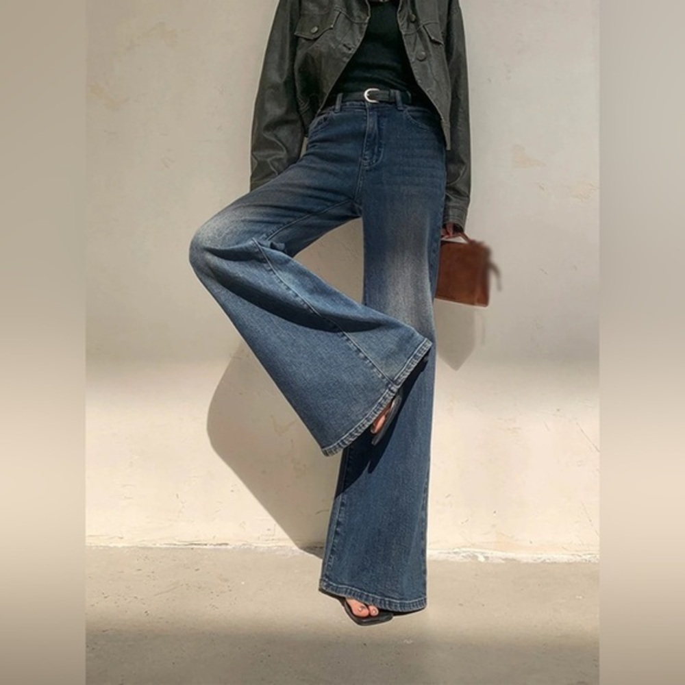 Vintage Low Rise Washed Wide Leg Jeans Commense M CC24-5